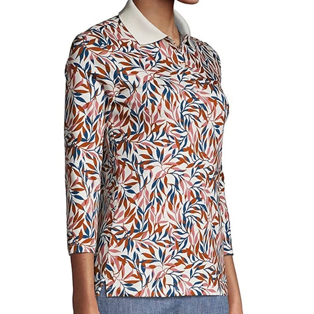 Lands' End Women's Supima Cotton 3/4 Sleeve Polo Shirt - Picture 3 of 6